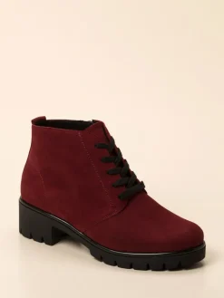 Damen Semler – Schnür-Boots aus Veloursleder bordeauxrot