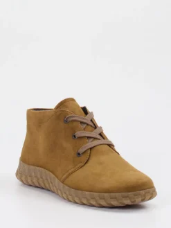 Damen Semler – Schnürstiefelette aus Veloursleder cognac