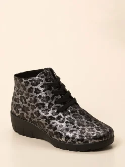 – Schnürstiefelette aus geprägtem Leder metallic*Semler Discount
