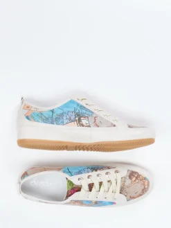 Damen Semler – Sneaker aus geprägtem Leder mit Kartenprint
