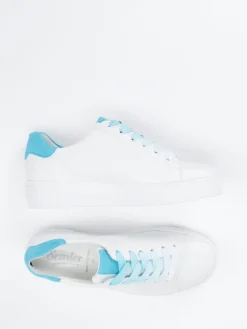 Damen Semler – Sneaker aus Kalbleder mit Himmelblau-Akzent