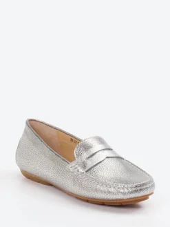 Damen Si – Penny Loafer aus Metallic-Kalbleder lber