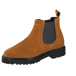 Damen Sioux – Chelsea Boots aus Veloursleder cognacfarben