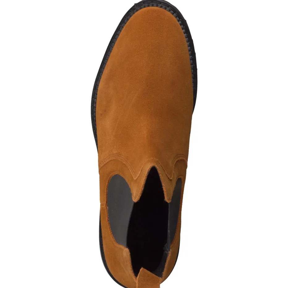 Damen Sioux – Chelsea Boots aus Veloursleder cognacfarben