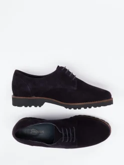 Damen Sioux – Derby-Schnürschuh aus Veloursleder Dunkelviolett