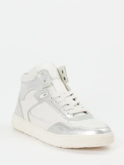 Damen Sioux – High-Top Sneaker aus Metallicleder Offwhite