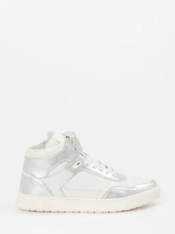 Damen Sioux – High-Top Sneaker aus Metallicleder Offwhite