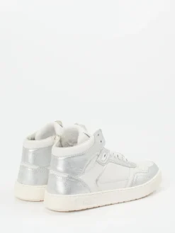 Damen Sioux – High-Top Sneaker aus Metallicleder Offwhite