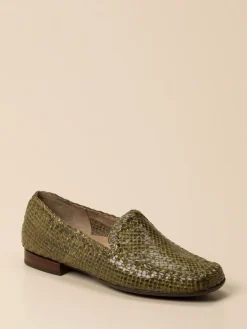 Damen Sioux – Loafer aus Flechtleder in Oliv