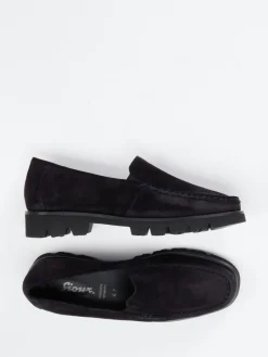 Damen Sioux – Loafer aus Veloursleder in Tiefschwarz