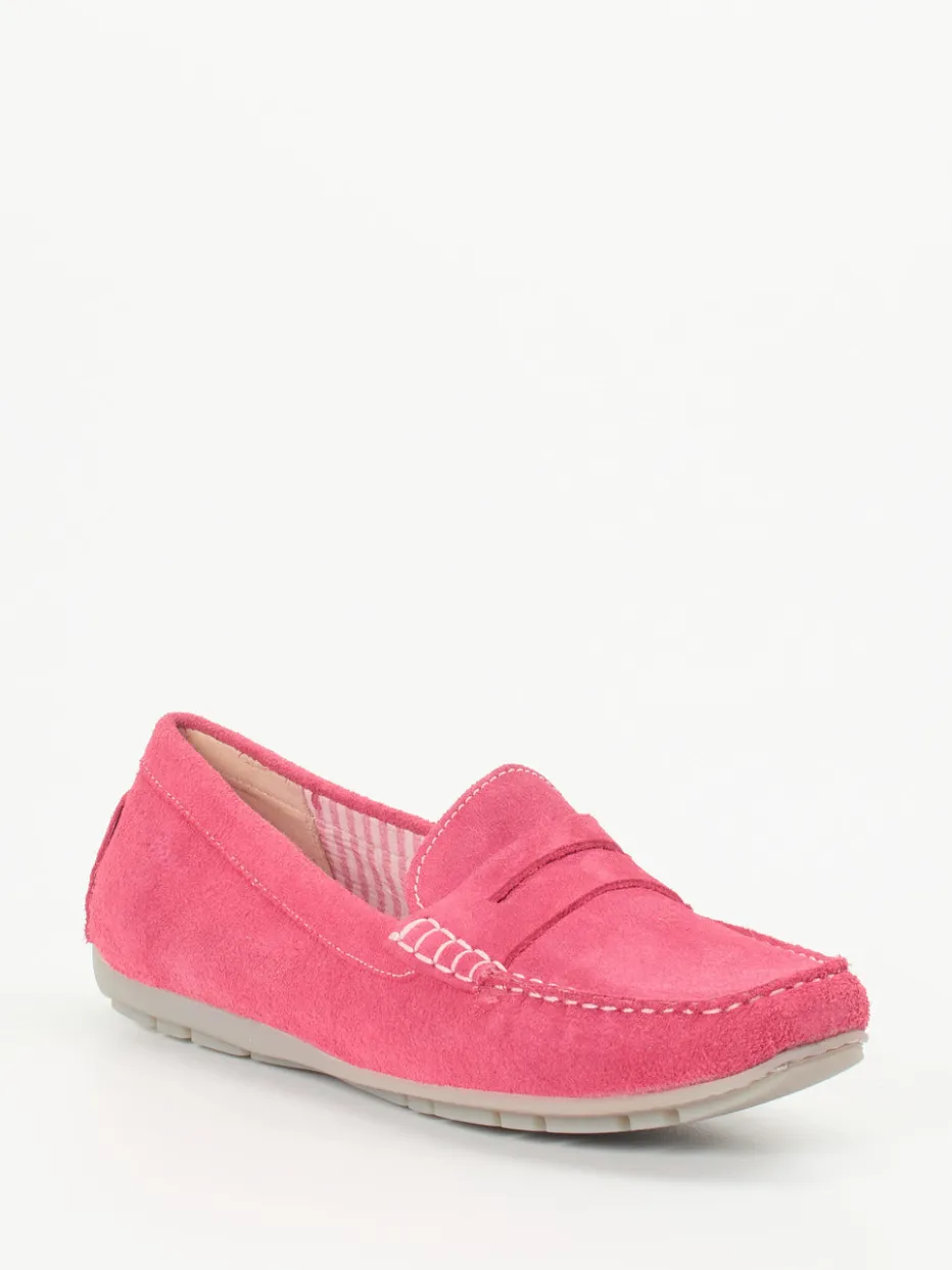 Damen Sioux – Loafer aus Veloursleder in Himbeerrosa