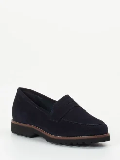 Damen Sioux – Loafer aus Veloursleder Dunkel