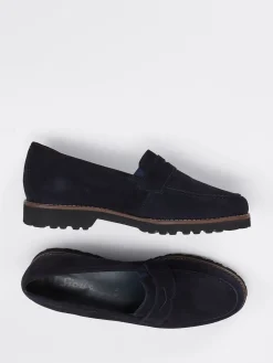 Damen Sioux – Loafer aus Veloursleder Dunkel