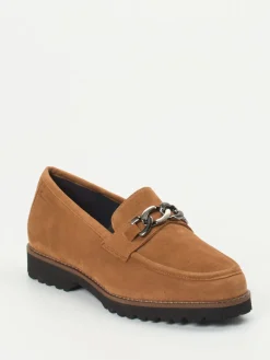 Damen Sioux – Loafer aus Veloursleder in Cognac