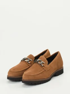 Damen Sioux – Loafer aus Veloursleder in Cognac