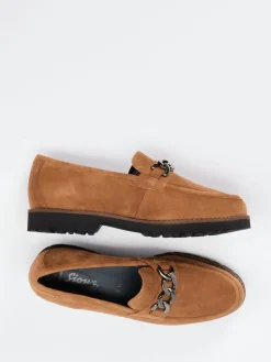 Damen Sioux – Loafer aus Veloursleder in Cognac