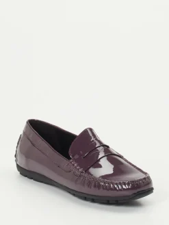 Damen Sioux – Mokassin-Loafer aus Lackleder Aubergine