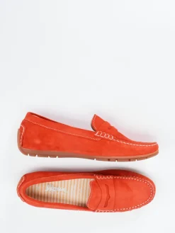 Damen Sioux – Mokassin-Slipper aus Veloursleder Korall