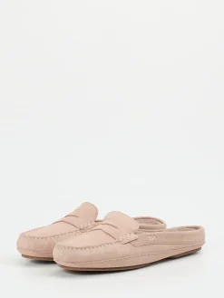 Damen Sioux – Pantolette aus Veloursleder Rosébeige