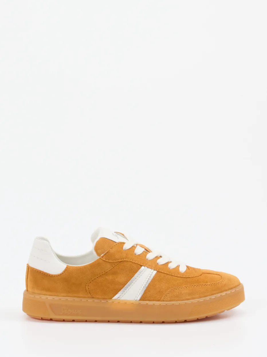 Damen Sioux – Retro-Sneaker aus Veloursleder Cognac