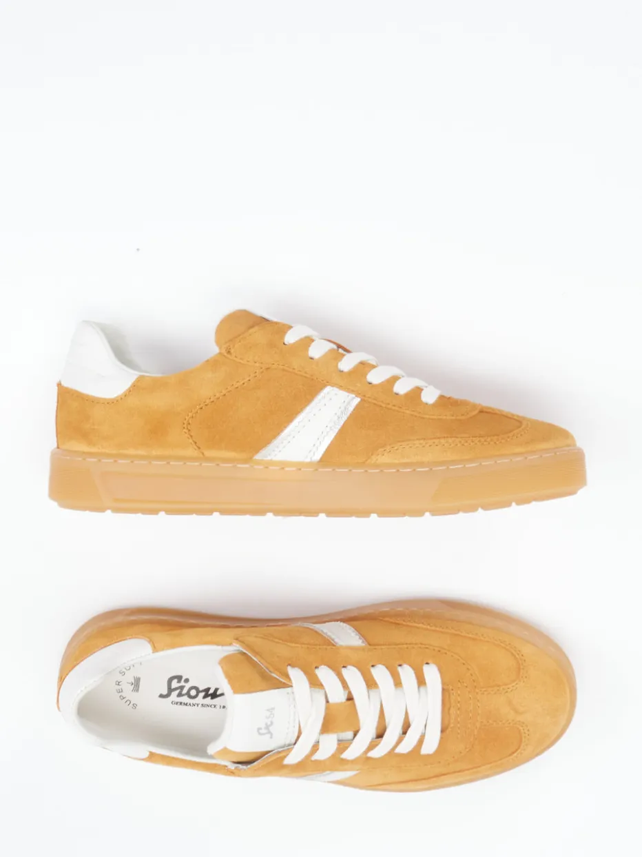 Damen Sioux – Retro-Sneaker aus Veloursleder Cognac