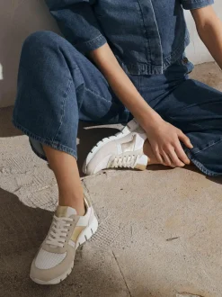 Damen Sioux – Sneaker aus Kalbleder und Mesh weiß-