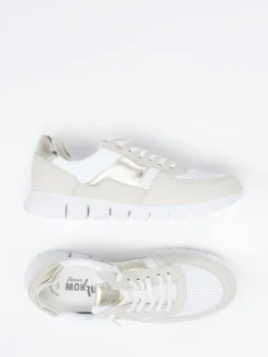 Damen Sioux – Sneaker aus Kalbleder und Mesh weiß-