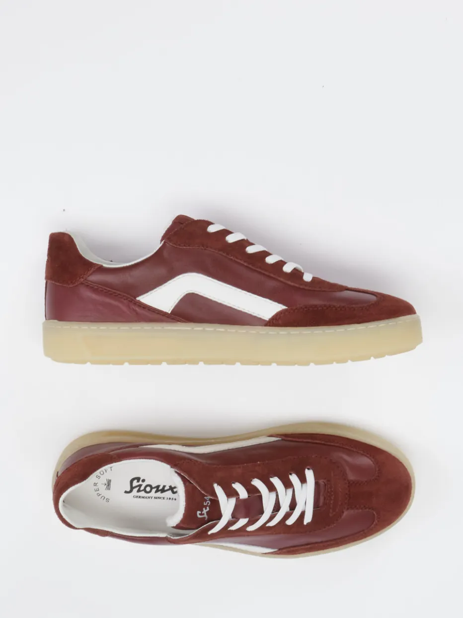 Damen Sioux – Sneaker aus Veloursleder und Glattleder wein