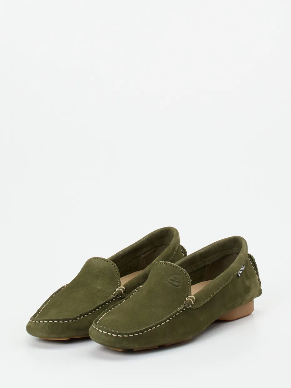 – Mokassin-Slipper aus Nubukleder in Oliv*Snipe Outlet