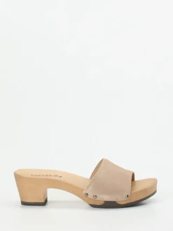 Damen Softclox – Clogs aus Veloursleder mit Holzsohle