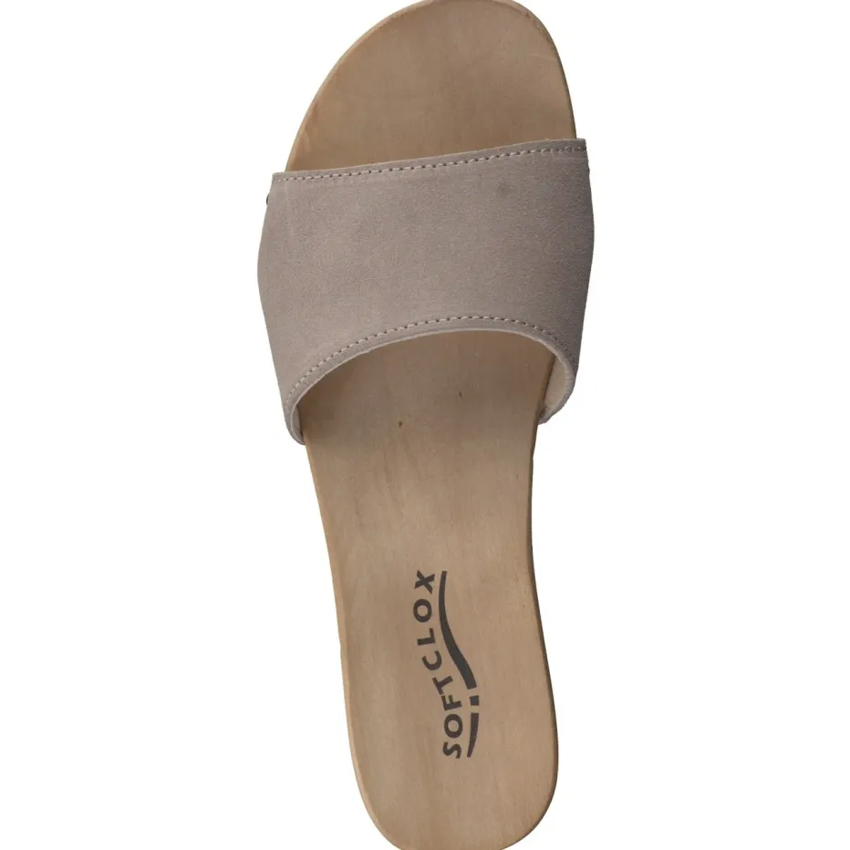 Damen Softclox – Clogs aus Veloursleder mit Holzsohle