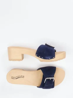 Damen Softclox – Clogs aus Veloursleder in Dunkel