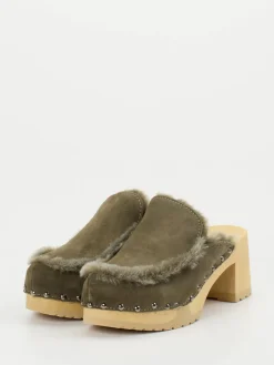 – Clogs aus Veloursleder oliv gefüttert*Softclox New