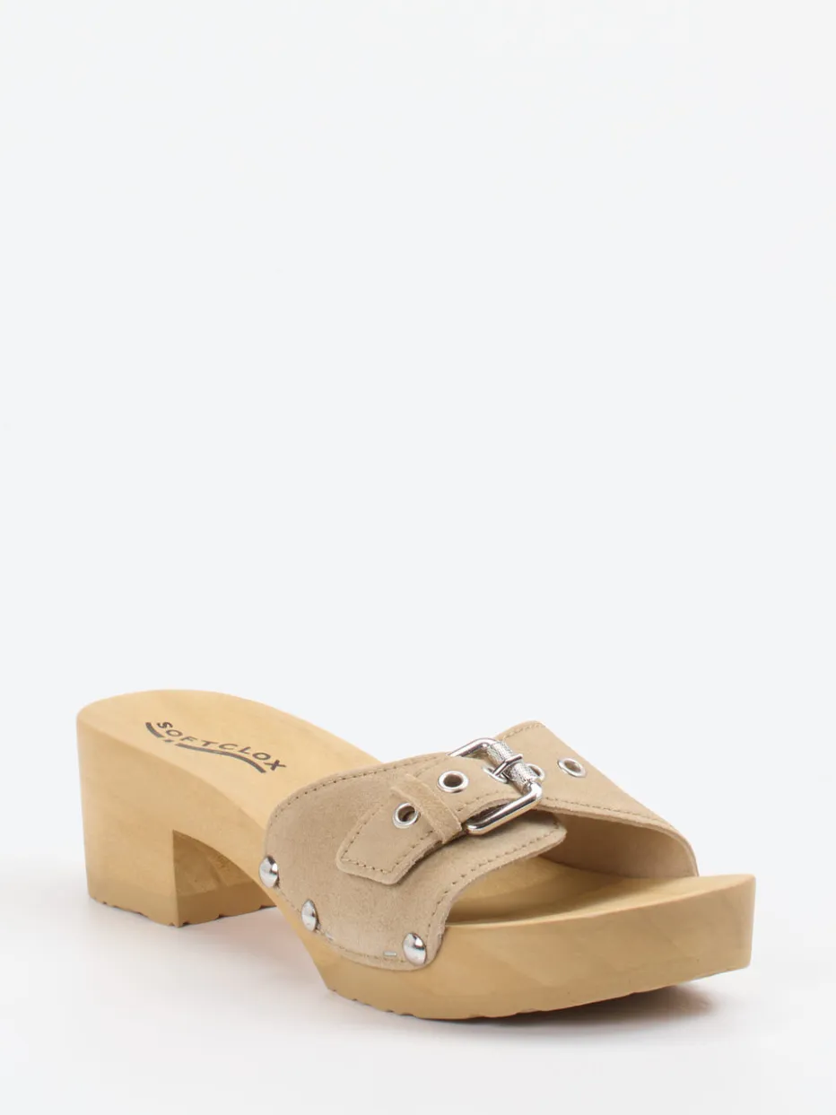 – Clogs aus Veloursleder in Beige*Softclox Discount