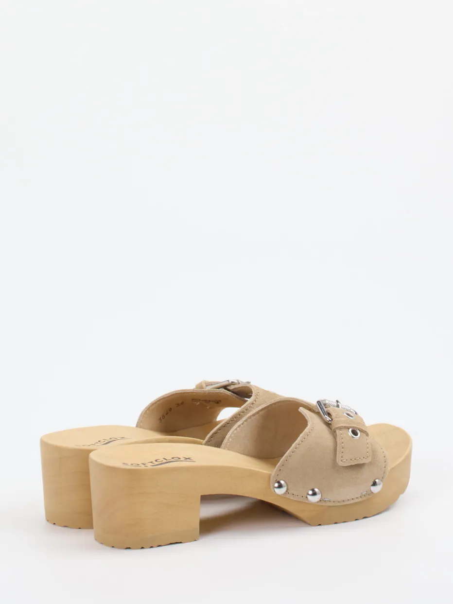 – Clogs aus Veloursleder in Beige*Softclox Discount