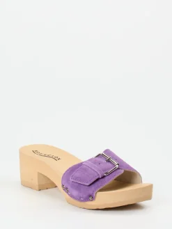 Damen Softclox – Clogs aus Veloursleder in Flieder