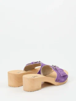 Damen Softclox – Clogs aus Veloursleder in Flieder