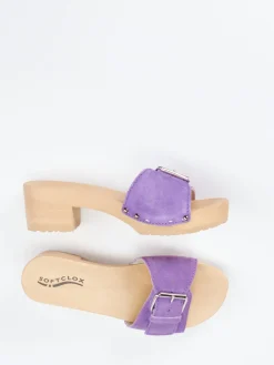 Damen Softclox – Clogs aus Veloursleder in Flieder