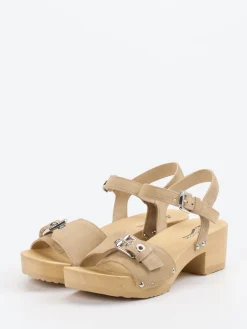 Damen Softclox – Clogsandalen aus Veloursleder sandbeige
