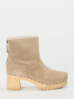 – Clog-Stiefelette aus Veloursleder Beige*Softclox Best