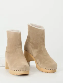 – Clog-Stiefelette aus Veloursleder Beige*Softclox Best