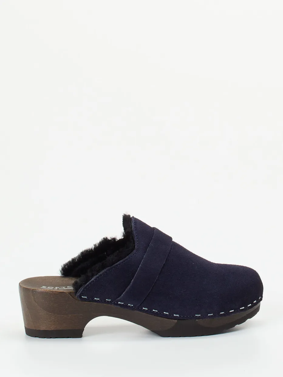 Damen Softclox – Gefütterte Clogs aus Veloursleder Dunkel