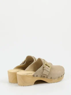 Damen Softclox – Holzsohlen-Clogs aus Veloursleder