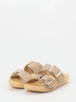 – Pantoletten aus Veloursleder beige*Softclox Discount