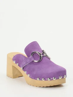 Damen Softclox – Plateau-Clogs aus Veloursleder Flieder