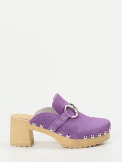 Damen Softclox – Plateau-Clogs aus Veloursleder Flieder