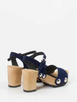 Damen Softclox – Plateausandale aus Veloursleder marine