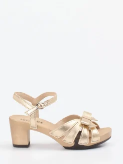 Damen Softclox – Riemchensandale aus Metallicleder