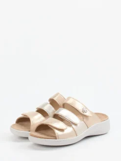 Damen Solidus – Komfort-Pantolette aus Metallicleder