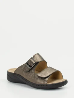 Damen Solidus – Komfort-Pantolette aus Metallicleder bronze